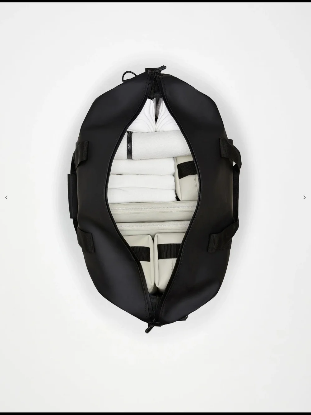 Rains Khaki Duffel Bag with Black Straps